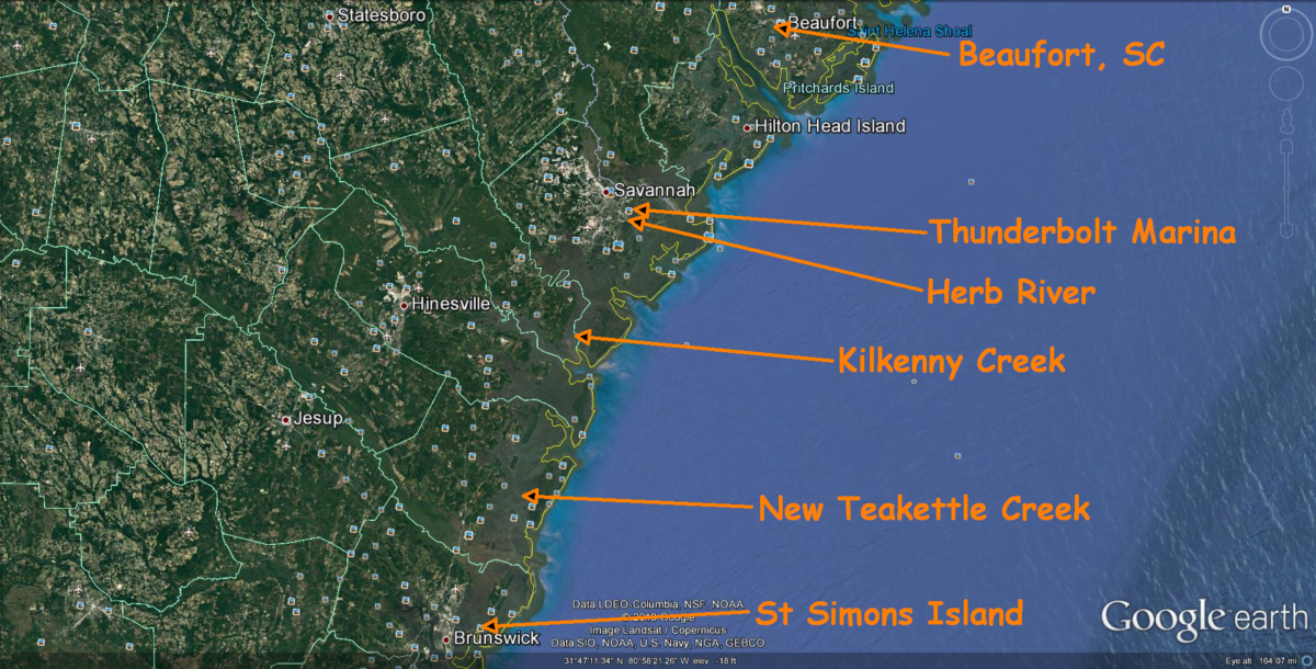 Places, Stories, and Thoughts of the Atlantic ICW St Simons, GA to Beaufort, SC (including half way ICW stats)